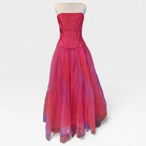 Vintage 90s Y2K Jessica McClintock Gunne Sax 2 Piece Corset Tulle Prom Dress